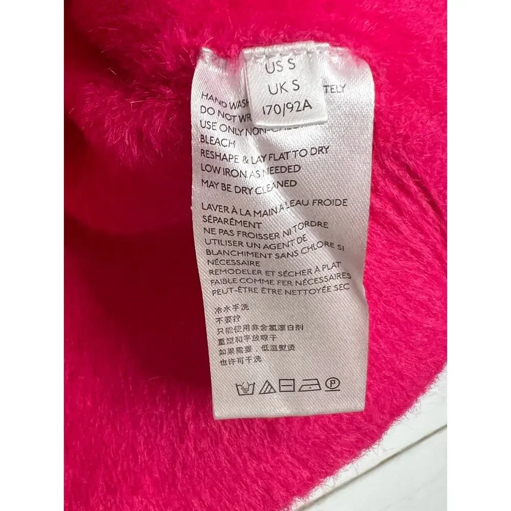 Free People Moonbeam Sweater Small Hot Pink Cropped Puff Sleeve Soft Knit